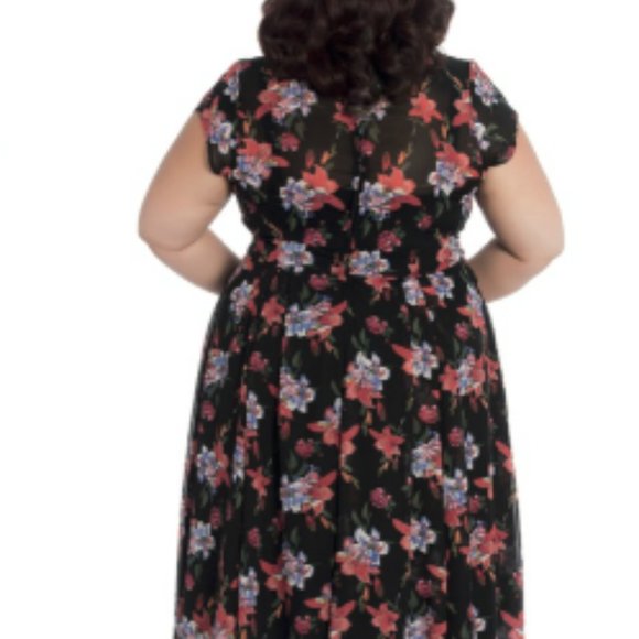 2XL New Unworn Hell Bunny Rayna Floral Gothic 40s Style Plus Dress XXL - Picture 6 of 7